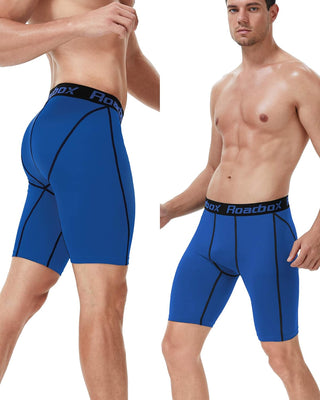 Roadbox Compression Shorts for Men 3 Pack Cool Dry Athletic Workout Underwear Running Gym Spandex Baselayer Boxer Briefs