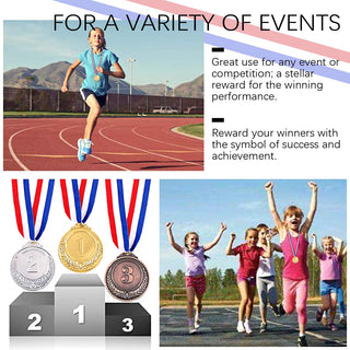 Swpeet Metal Gold Silver Bronze Award Medals with Ribbon, Olympic Style Winner Medals for Kids Children's Events, Classrooms, Office Games and Sports - 1st 2nd 3rd Place