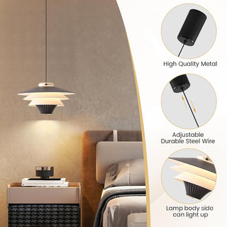 YT YATAI LIGHTING Modern Black LED Pendant Light, Minimalist Small Single Mini Pendant Light for Kitchen Island, Bedroom, Bedside, Adjustable 3 Color Light