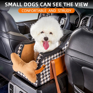 Amoilly Dog Car Seat For Small Dog, Center Console Puppy Car Seat, Pet Booster Seat For Car, Dirt-Proof Portable Pet Carrier For Outdoor, With Straps And Cooler Mat (Karamell)