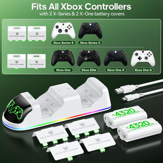 OIVO Charger with 2 Rechargeable Batteries for Xbox One/Xbox Series X/S Controller, Charging Station with 2 x 3360mWh (2x1400mAh) Rechargeable Batteries (Xbox Series X & S/Xbox One), Black