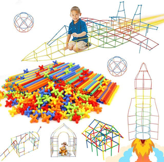 KASTWAVE Construction Toys 600 Pieces Of Straw Toys, Interlocking Plastic Toys, Thin Tube Building Blocks Toy Kit, Suitable For Indoor And Outdoor Children'S Toys, Gifts For Boys And Girls