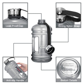 Vaupan Half Gallon Big Water Bottle, 2.2L/73 OZ Large Leak Proof Sports Jug with Handle, Huge BPA Free PETG Plastic Wide Mouth Drinking Container Flask for Fitness Gym Biking Travel Outdoor Water Jug