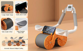 Ab Abdominal Exercise Roller with Timer And Elbow Support, Automatic Rebound Abs Roller Wheel Core Exercise Equipment, Home Gym Fitness Equipment for Abs Workout (Orrange)