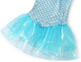 WonderBabe Little Girl Mermaid Princess Dresses Ariel Costume for Grils Birthday Party Halloween Cosplay Outfit with Accessories