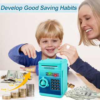 Refasy Piggy Bank for Girls 4-11 Years Old,Refasy Kids Safe Bank for Boys Christmas Birthday Gifts Toy for Kids Electronic ATM Money Bank for Adults Money Saving Box Safe Coin Bank Toy Kids Toys Pink