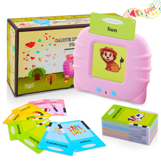 Talking Flash Cards Learning Toys for Toddlers 1-6 Year Old,British English, 224 Words, Audible Educational Toys, Preschool Learning Resource Electronic Interactive Toy Birthday Gifts for Kids-Pink