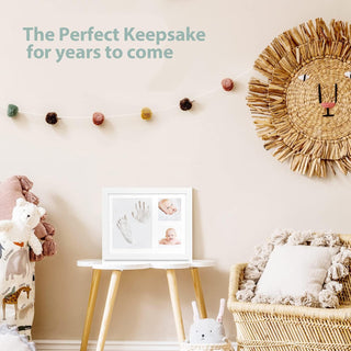 Coocicyi Baby Hand and Footprint Kit, Keepsake Frame for Newborn Boys & Girls Baby Shower Gifts for Mom with Clay Pin Tape Hook Frame