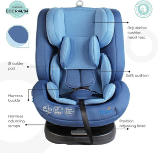 MOON Rover Car Seat – Baby Travel Gear Group 0-1-2-3 360 Degree Carrier w/Isofix 0-12yr Safety Products Rear & Forward Convertible Accessories - Grey