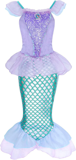 WonderBabe Little Girl Mermaid Princess Dresses Ariel Costume for Grils Birthday Party Halloween Cosplay Outfit with Accessories