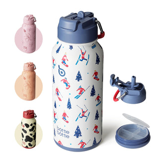 bottlebottle BOTTLE BOTTLE 32oz Insulated Water Bottle Stainless Steel Sport Water Bottle with Straw Dual-use Lid Design for Gym with Pill Box (green)