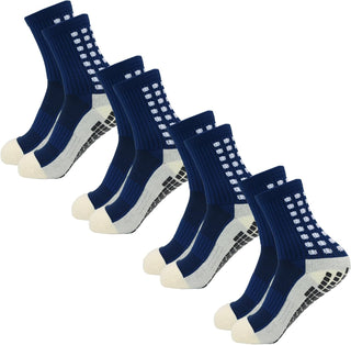 Yufree Men's Soccer Socks Anti Slip Non Slip Grip Pads for Football Basketball Sports Grip Socks, 4 Pair