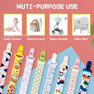 IBAMA 8 Pack Baby Pacifier Clips Anti-lost clip Anti-drop Chain Universal Pacifiers Teether Holder and Leash for Baby Boys and Girls Various Patterns Unisex Baby Shower Birthday Christmas Gift