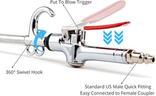 NEIKO 31121A High Flow Air Blow Gun | 3 Pc Pneumatic Air Nozzle | Dust Gun | Air Gun Compressor Accessories | ¼”
