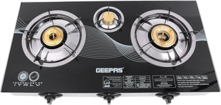 Triple Gas Burner with Tempered Glass - Auto-Ignition, Thick Pan Support & Comfortable Knobs | Low Gas Consumption