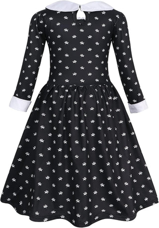AmzBarley Girls Addams Costume Little Kids Addams Family Dress Up for Halloween Cosplay Birthday Party