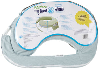 My Brest Friend Deluxe Nursing Pillow for Breastfeeding & Bottle Feeding, Enhanced Posture Support Feeding Pillow, Double Straps & Removable Extra Soft Slipcover, Evening Grey