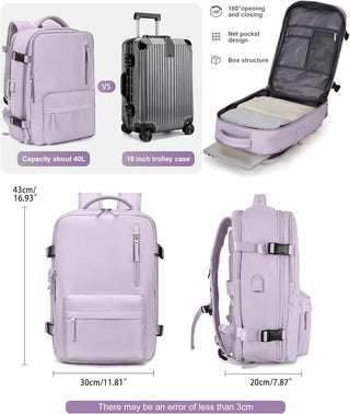 Dorany Extra Large Travel Backpack for Women as Person Item Flight Approved, 40L Carry On Backpack, 17 Inch Laptop Backpack, Waterproof Backpack, Hiking Backpack, School Bag