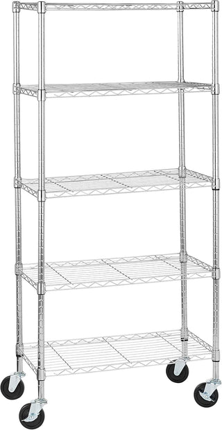 Amazon Basics 3-Shelf Adjustable, Heavy Duty Storage Shelving Unit (113.3 kilograms loading capacity per shelf), Steel Organizer Wire Rack, Black, 58.9 x 34 x 193.5 centimeters