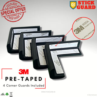 StickGuard Baby Safety Corner Guard, Table Edge Corner Protector Strip for Kids, Baby Proofing Foam for Furniture Edges & Corner Guard Cushion Set Child Protection Bumper Strip - 4 Meters (White)
