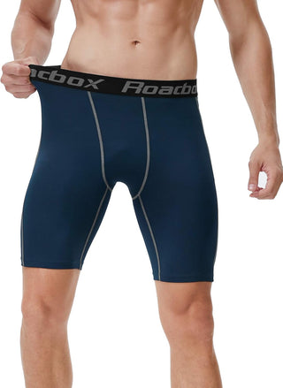 Roadbox Compression Shorts for Men 3 Pack Cool Dry Athletic Workout Underwear Running Gym Spandex Baselayer Boxer Briefs