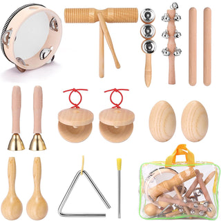 OUNA Percussion Instruments,13pcs Different Children Hand Percussion Instruments Kit Portable Kids Music Enlightenment Musical Instruments Set