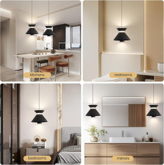 YT YATAI LIGHTING Modern Black LED Pendant Light, Minimalist Small Single Mini Pendant Light for Kitchen Island, Bedroom, Bedside, Adjustable 3 Color Light