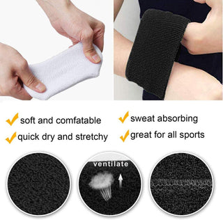 Wawasia Sweatbands, 3 Pairs Sports Wristbands, Cotton Wrist Bands for Adults Working Out, Tennis, Basketball, Running, Gym, for Men & Women, Black