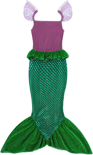 WonderBabe Little Girl Mermaid Princess Dresses Ariel Costume for Grils Birthday Party Halloween Cosplay Outfit with Accessories