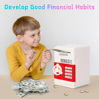 Refasy Piggy Bank for Girls 4-11 Years Old,Refasy Kids Safe Bank for Boys Christmas Birthday Gifts Toy for Kids Electronic ATM Money Bank for Adults Money Saving Box Safe Coin Bank Toy Kids Toys Pink