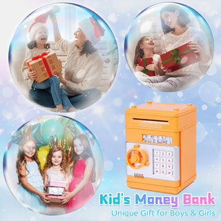 Refasy Piggy Bank for Girls 4-11 Years Old,Refasy Kids Safe Bank for Boys Christmas Birthday Gifts Toy for Kids Electronic ATM Money Bank for Adults Money Saving Box Safe Coin Bank Toy Kids Toys Pink