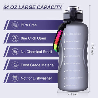 GEMFUL 2 Liter Large Drinking Water Bottle with Straw Leakproof Water Jug for Outdoor Sports