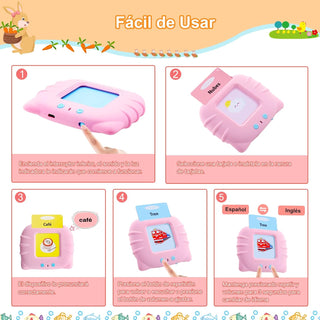 Talking Flash Cards Learning Toys for Toddlers 1-6 Year Old,British English, 224 Words, Audible Educational Toys, Preschool Learning Resource Electronic Interactive Toy Birthday Gifts for Kids-Pink