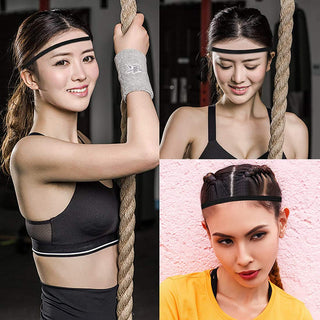 Starthi 4 Pieces Thick Non-Slip Elastic Sport Headbands Hair Headbands for Women and Men (Black, Grey)4 Pieces Thick Non-slip Elastic Sport Headbands Football Hair Headbands for Women and Men