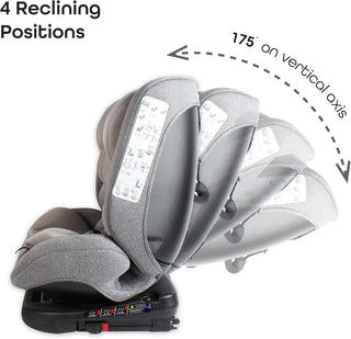 MOON Rover Car Seat – Baby Travel Gear Group 0-1-2-3 360 Degree Carrier w/Isofix 0-12yr Safety Products Rear & Forward Convertible Accessories - Grey