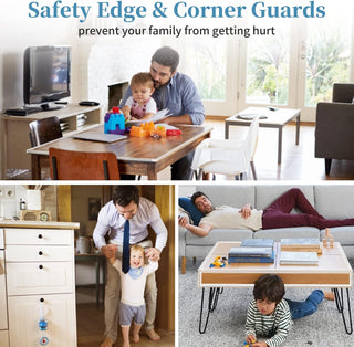 Gudui ‎SHOWAY Corner Guards (12 Pack) Clear Protectors | High Resistant Adhesive Gel Best Baby Proof Stop Child Head Injuries Tables, Furniture & Sharp Corners Proofing (L-Shaped).
