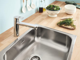 GROHE BauEdge Single Lever Sink Mixer | Kitchen Fixtures | Kitchen Faucet With High Spout | Swivel Area 360˚ |Easy Installation | 31367001