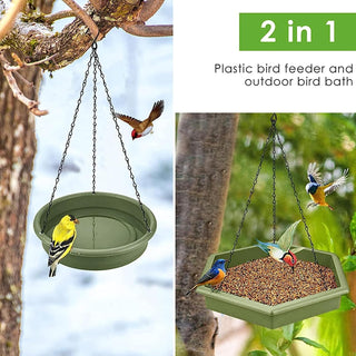 TOYBY Hanging Bird Bath Hanging Bird-Feederm, 2 in 1 Hanging Bird Feeder & Bird Bath for Outside,Bird Feeder Plate Hanging Tray Bird Bath Tray Hanging Bird Water or Bird Seed hanging bird baths