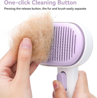 aumuca Cat Brush for Shedding and Grooming, Self Cleaning Slicker Brush for Short or Long Haired Cats, Pet Dog Hair Brush for Puppy Kitten Massage Removes Loose Undercoat, Mats, Tangled Hair, Shed Fur