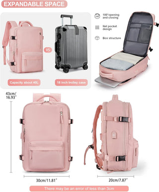 Dorany Extra Large Travel Backpack for Women as Person Item Flight Approved, 40L Carry On Backpack, 17 Inch Laptop Backpack, Waterproof Backpack, Hiking Backpack, School Bag