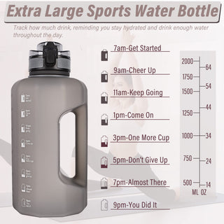 GIFUBOWA Half Gallon Water Bottle with Handle and Straw 74oz Big Sport Water Jug Large Motivational 2.2l Bpa Free Leakproof Bottles for Gym Yoga Camping Outdoor Travel
