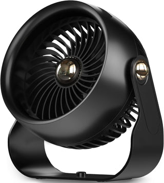 Desk Fan, 6 Inch Quiet Air Circulator Fan, 4 Speeds with Strong Airflow, 360° Rotate Portable Fan For Bedroom Home Office Desktop Travel (Dark Black)