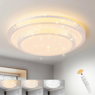 Aiwewin LED Ceiling Light 48W,3 Colors Dimmable LED Flush Mount Lighting Fixture with Remote,Crystal Edge Round Ceiling Lamp for Living Room Bedroom Hallway