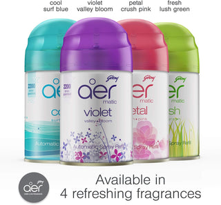 Godrej aer Matic, Automatic Air Freshener Refill Pack - Fresh Lush Green (225 ml), Fghkarpox012