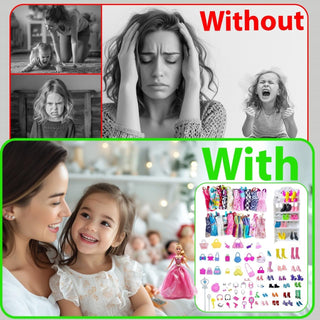 (131 Pcs) Doll Clothes Doll Barbie Accessories Dolls Set Barbie Doll Clothing Doll Closet Dolls Clothing & Accessories Sets Doll Jewelry Set Doll Shoes Barbie Clothes Doll Accessories Set for 28~29 cm