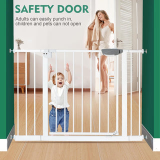 SKY-TOUCH Auto Close Safety Baby Gate, Extra Wide Child Gate 75-84cm + 30cm Extension Kit Maximum Suitable For 114cm, Baby Gates for Stairs & Doorways, Easy Install (Gate + 10cm Extension Kit)