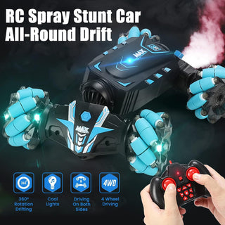 Prosight RC Stunt Car, 4WD 2.4GHz Remote Control Gesture Sensor Toy Cars, 360° Rotating Off Road Vehicle with Lights Music & Spray Launcher, Toy Cars for kids