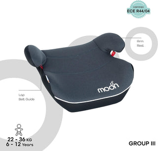 MOON Kido Baby/Kids Lightweight Travel Booster Car Seat Group 3 Universal Fix Extra Large Backless Belt Positioning Suitable From Years To 12 15-36 Kg,Black