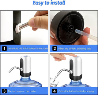 SKY-TOUCH 5 Gallon Water Bottle Pump, USB Charging Portable Electric Water Pump for for for 2-5 Gallon Jugs USB Charging Portable Water Dispenser for Office, Home, Camping, Kitchen and etc,Black