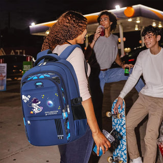 Yoawllty School Bag for Boys, Space Backpack for Boys Kids Elementary School Bags Middle Primary School Book Bag Lightweight School Bag for Students